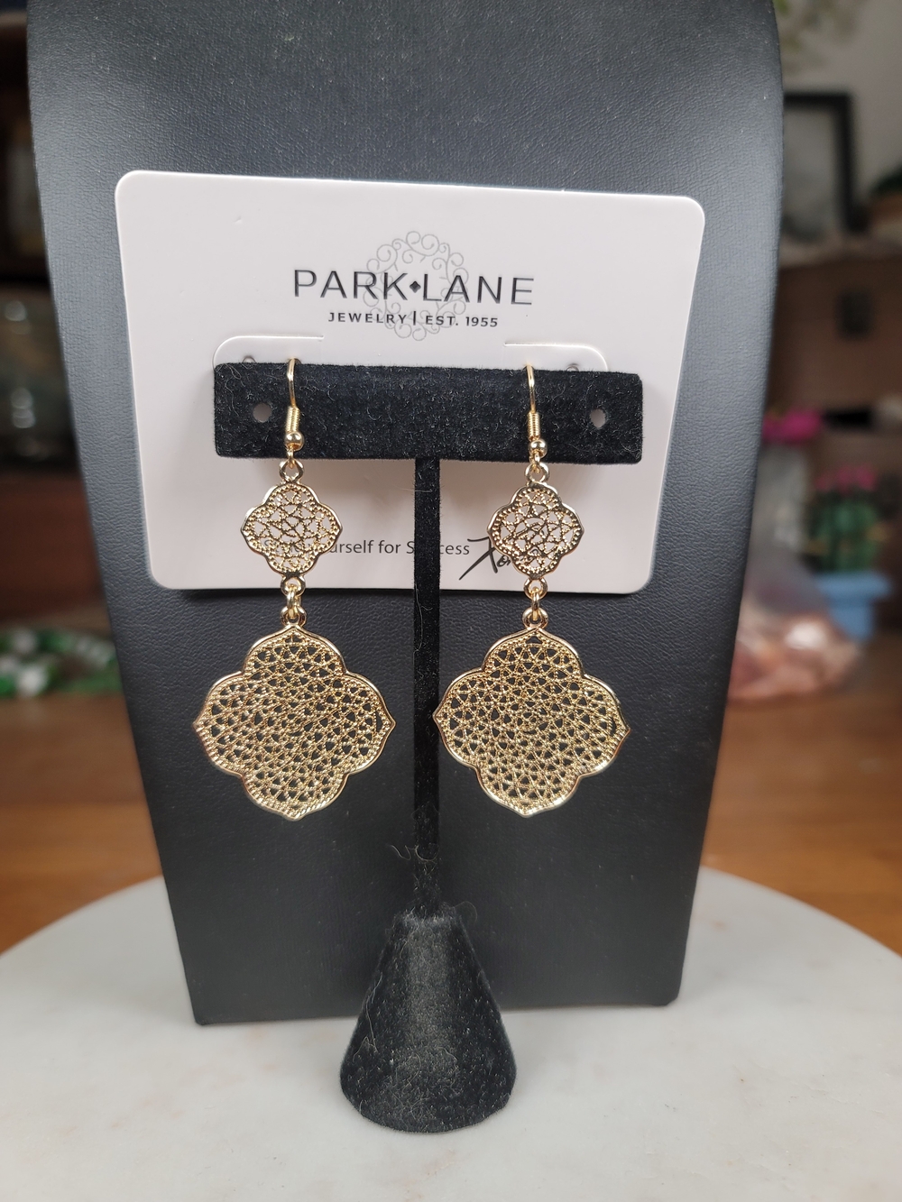 Park Lane Gold Lattice Double-Drop Filigree Earrings
